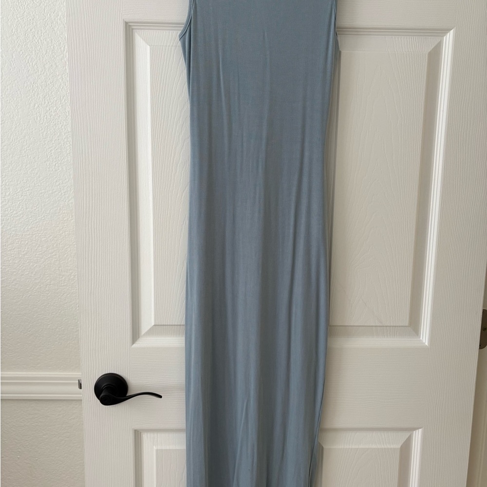 See You Monday Blue Halter Bodycon Maxi Dress